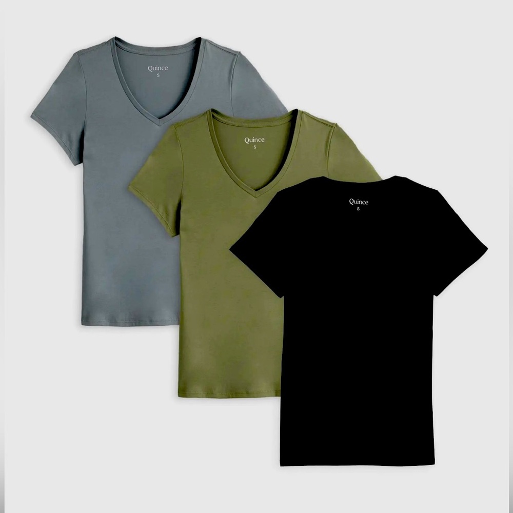 QUINCE Sz XL V-Neck Cotton Modal Shirt SleeveTee Shirt Dark Gray NWOT